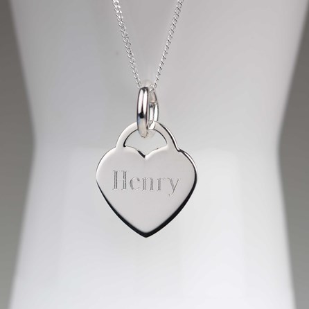 Engraved Silver Heart Necklace Engraved Silver Heart Necklace