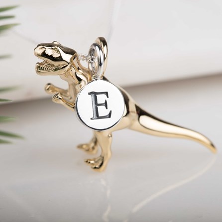 Personalised T Rex Necklace Personalised Solid Silver T Rex Necklace Gold