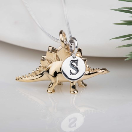 Personalised Stegosaurus Necklace Personalised Solid Silver Stegosaurus Necklace Gold