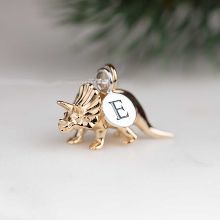 Personalised Triceratops Necklace Personalised Solid Silver Triceratops Necklace Gold