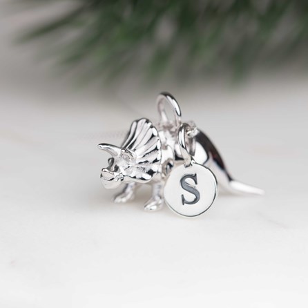Personalised Triceratops Necklace Personalised Solid Silver Triceratops Necklace