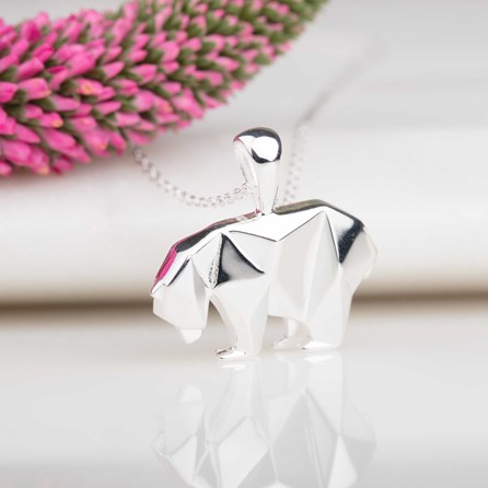 Personalised Silver Origami Polar Bear Necklace Personalised Silver Origami Polar Bear Necklace