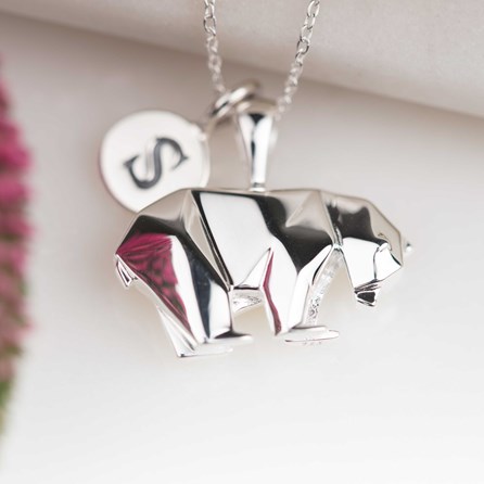 Personalised Silver Origami Polar Bear Necklace Personalised Silver Origami Polar Bear Necklace