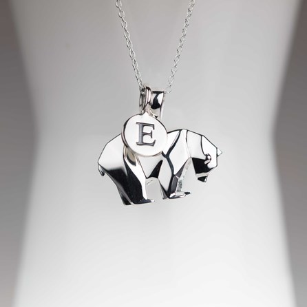 Personalised Silver Origami Polar Bear Necklace Personalised Silver Origami Polar Bear Necklace