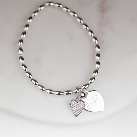 Personalised Children's Silver Heart Charm Bracelet Personalised Children's Silver Heart Charm Bracelet