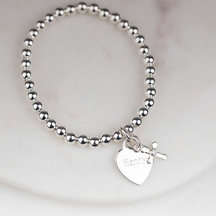 Personalised Children's Christening Cross Bead Bracelet Personalised Children's Christening Cross Bead Bracelet