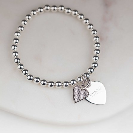 Personalised Children's Silver Heart Bead Bracelet Personalised Children's Silver Heart Bead Bracelet