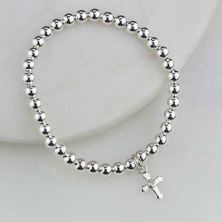 Child's Christening Bracelet With Silver Cross Child's Christening Bracelet With Silver Cross
