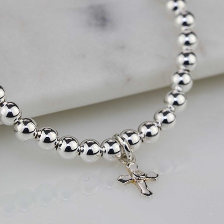 Child's Christening Bracelet With Silver Cross Child's Christening Bracelet With Silver Cross