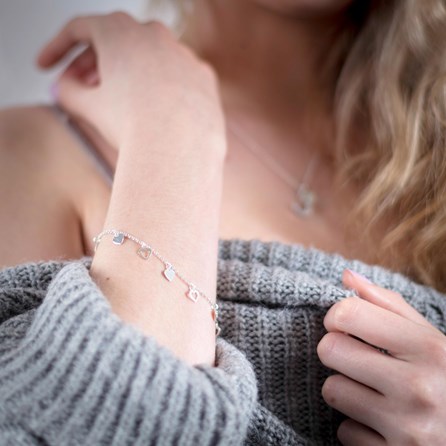 Solid Silver Open Heart Charm Bracelet Solid Silver Open Heart Charm Bracelet