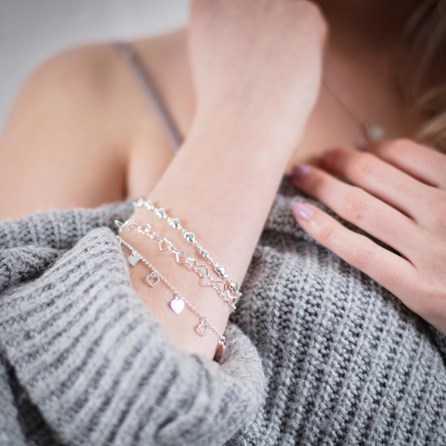 Solid Silver Open Heart Charm Bracelet Solid Silver Open Heart Charm Bracelet