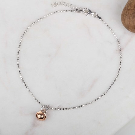 Rose Gold Charm And Solid Silver Anklet Rose Gold Charm And Solid Silver Anklet