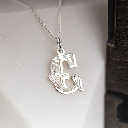 Solid Silver 'Circus' Letter Charm Necklace