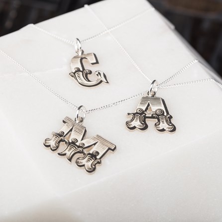 Solid Silver 'Circus' Letter Charm Necklace