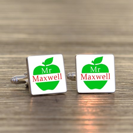 Personalised Thank You Teacher Apple Cufflinks Personalised Thank You Teacher Apple Cufflinks