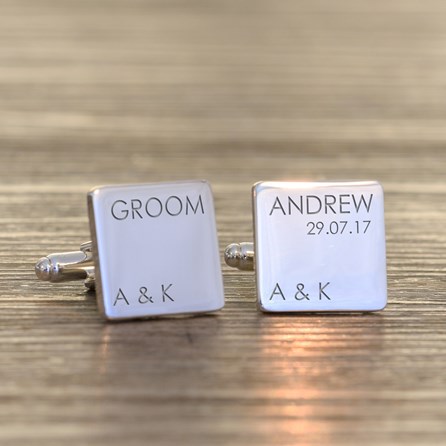 Personalised Wedding Role Silver Cufflinks Personalised Wedding Role Silver Cufflinks