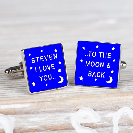 Personalised 'I Love You…' Silver Cufflinks Blue