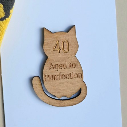 '40 Aged to Purrfection' Cat Token and Birthday Card '40 Aged to Purrfection' Cat Token and Birthday Card
