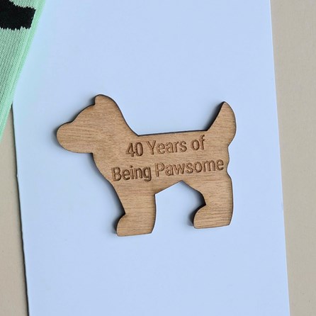 '40 Years of Being Pawsome' Dog Token and Birthday Card '40 Years of Being Pawsome' Dog Token and Birthday Card
