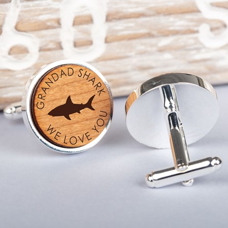 Personalised 'Daddy Shark/Baby Shark' Wooden Cufflinks Personalised 'Daddy Shark/Baby Shark' Wooden Cufflinks
