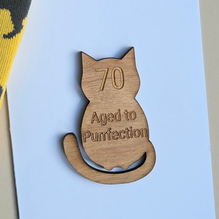 '70 Aged To Purrfection' Cat Token and Birthday Card '70 Aged To Purrfection' Cat Token and Birthday Card