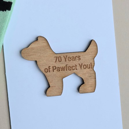 '70 Years of Pawfect You!' Dog Token and Birthday Card '70 Years of Pawfect You!' Dog Token and Birthday Card