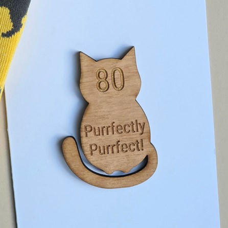 '80 Purrfectly Purrfect!' Cat Token and Birthday Card '80 Purrfectly Purrfect!' Cat Token and Birthday Card