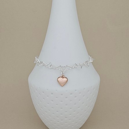 925 Silver Bridesmaid Rose Gold Heart Link Bracelet 925 Silver Bridesmaid Rose Gold Heart Link Bracelet
