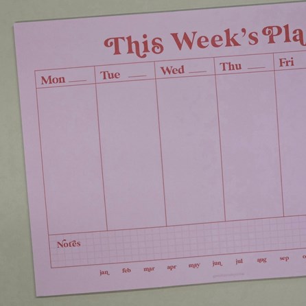 A4 Weekly Planner Pad - Pink & Red A4 Weekly Planner Pad - Pink & Red