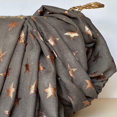 Antique Stars Print Scarf in Dark Silver Antique Stars Print Scarf in Dark Silver