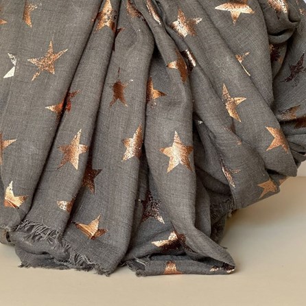 Antique Stars Print Scarf in Dark Silver Antique Stars Print Scarf in Dark Silver
