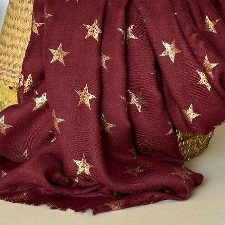 Antique Stars Print Scarf in Maroon Antique Stars Print Scarf in Maroon