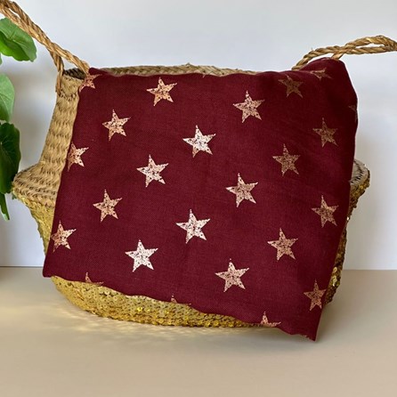 Antique Stars Print Scarf in Maroon Antique Stars Print Scarf in Maroon