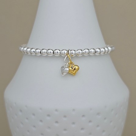 Bead Bracelet with Petite Heart Charms Bead Bracelet with Petite Heart Charms