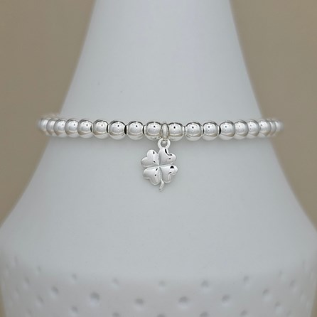 Beaded Bracelet with Clover Leaf Charm Beaded Bracelet with Clover Leaf Charm