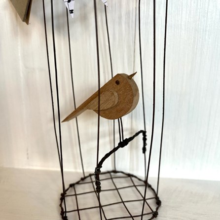 Bird in a Rusty Wire Cage - Large Bird in a Rusty Wire Cage - Large