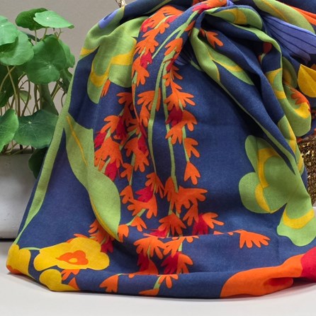 Bold Nordic Flower Meadow Print Scarf