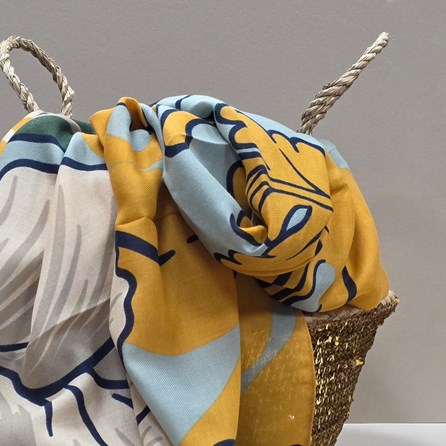 Bold Print Flowers and Leaves Scarf