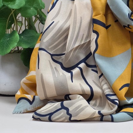 Bold Print Flowers and Leaves Scarf