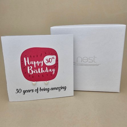 Boxed 30th Birthday Heart Stud Earrings Card Boxed 30th Birthday Heart Stud Earrings Card