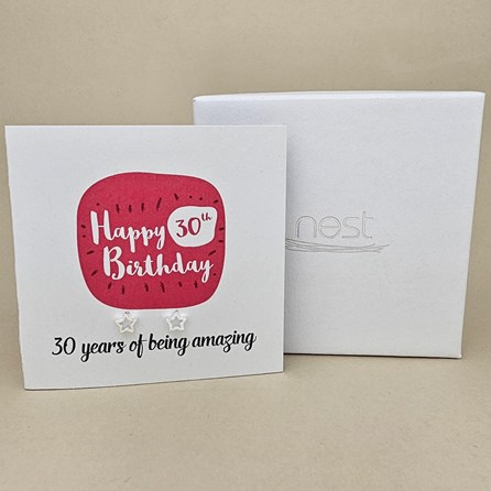 Boxed 30th Birthday Star Stud Earrings Card Boxed 30th Birthday Star Stud Earrings Card