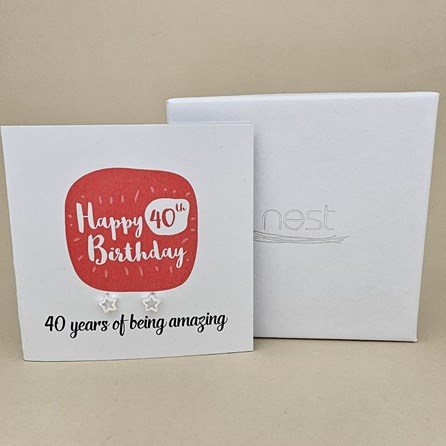 Boxed 40th Birthday Star Stud Earrings Card Boxed 40th Birthday Star Stud Earrings Card