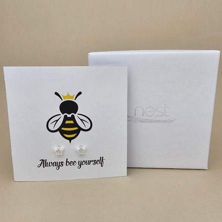 Boxed 'Bee Yourself' Star Stud Earrings Card Boxed 'Bee Yourself' Star Stud Earrings Card