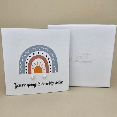 Boxed 'Big Sister' Heart Stud Earrings Card Boxed 'Big Sister' Heart Stud Earrings Card