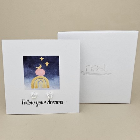Boxed 'Follow Your Dreams' Star Stud Earrings Card Boxed 'Follow Your Dreams' Star Stud Earrings Card