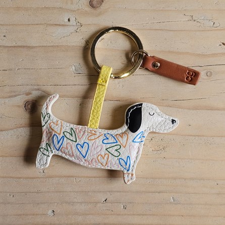 Caroline Gardner Hearts Sausage Dog Keyring Caroline Gardner Hearts Sausage Dog Keyring
