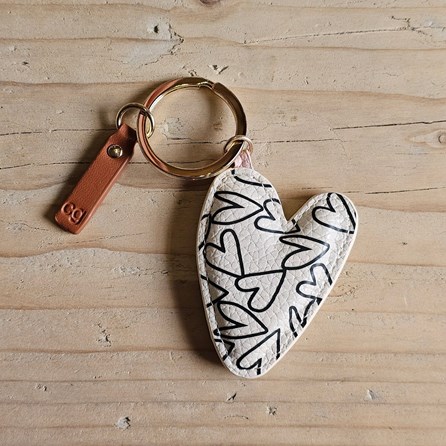 Caroline Gardner Mono Outline Heart Keyring Caroline Gardner Mono Outline Heart Keyring