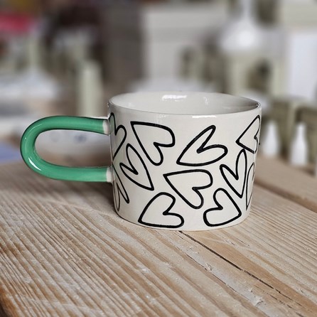Caroline Gardner Mono Outline Hearts Mug Caroline Gardner Mono Outline Hearts Mug