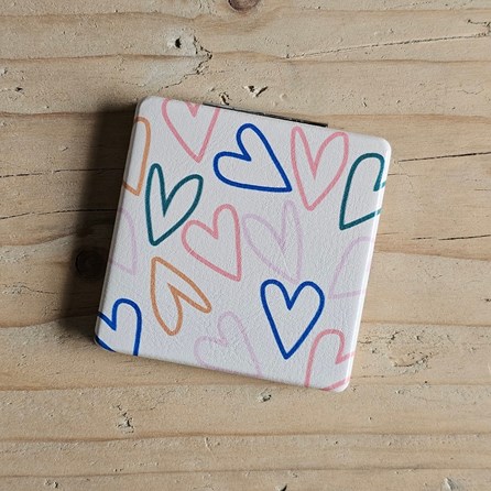 Caroline Gardner Multi Outline Hearts Square Pocket Mirror Caroline Gardner Multi Outline Hearts Square Pocket Mirror