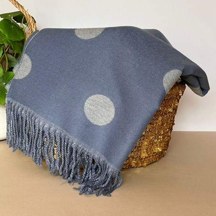 Cashmere Blend Dots Scarf in Denim Blue Cashmere Blend Dots Scarf in Denim Blue